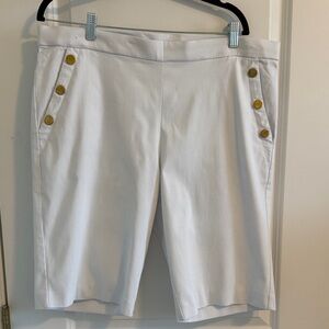 Liz Claiborne White Shorts with Gold Button Detail